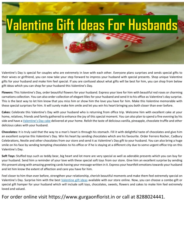 Valentine Gift Ideas For Husbands