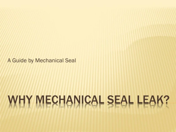 Why Mechanical Seal Leak?