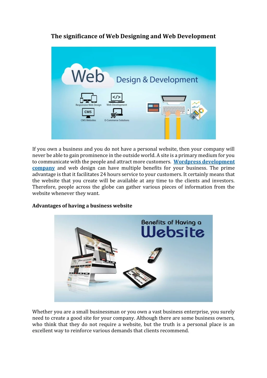 the significance of web designing