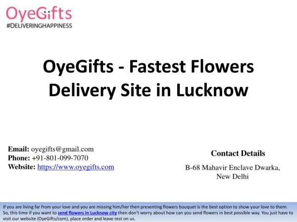 OyeGifts - Fastest Flowers Delivery Site in Lucknow