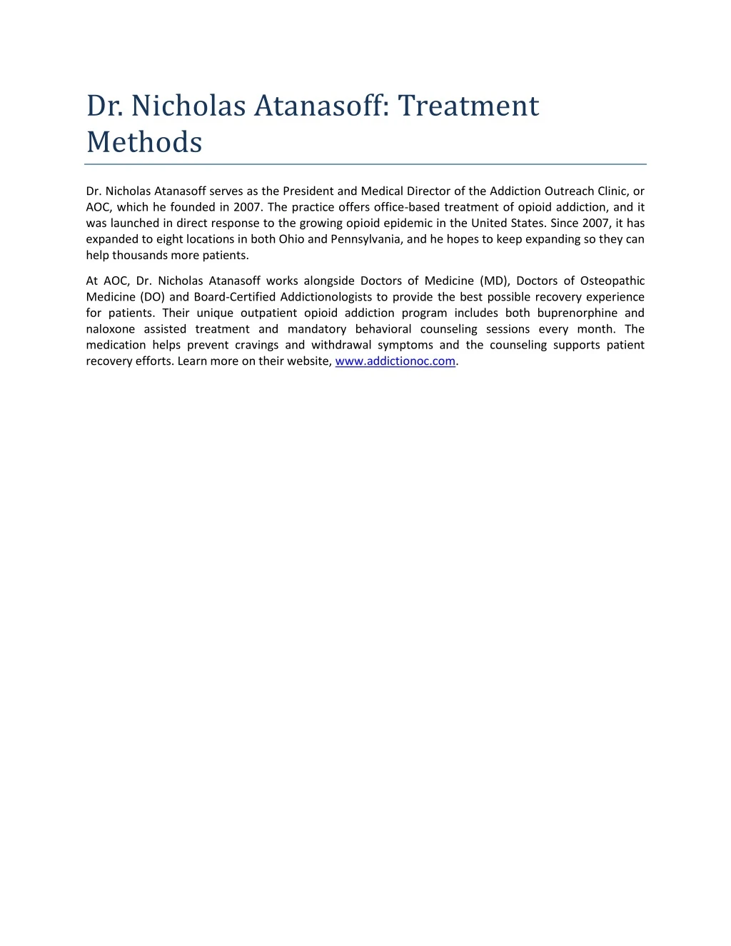 dr nicholas atanasoff treatment methods