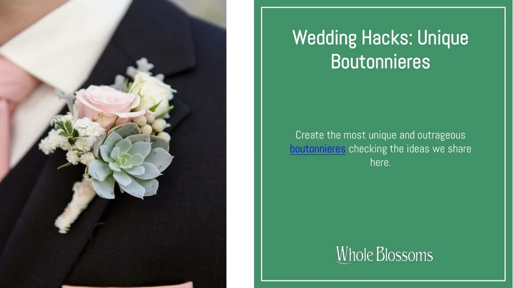 wedding hacks unique boutonnieres
