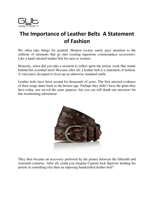 The Importance of Leather Belts A Statement of Fashion