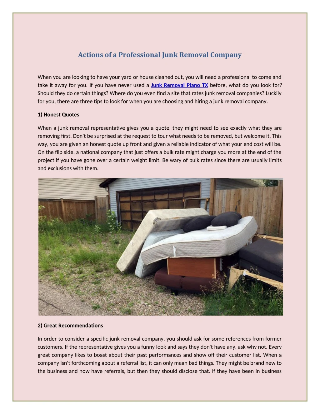 actions of a professional junk removal company