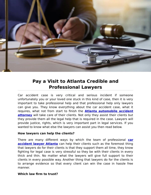 Pay a Visit to Atlanta Credible and Professional Lawyers