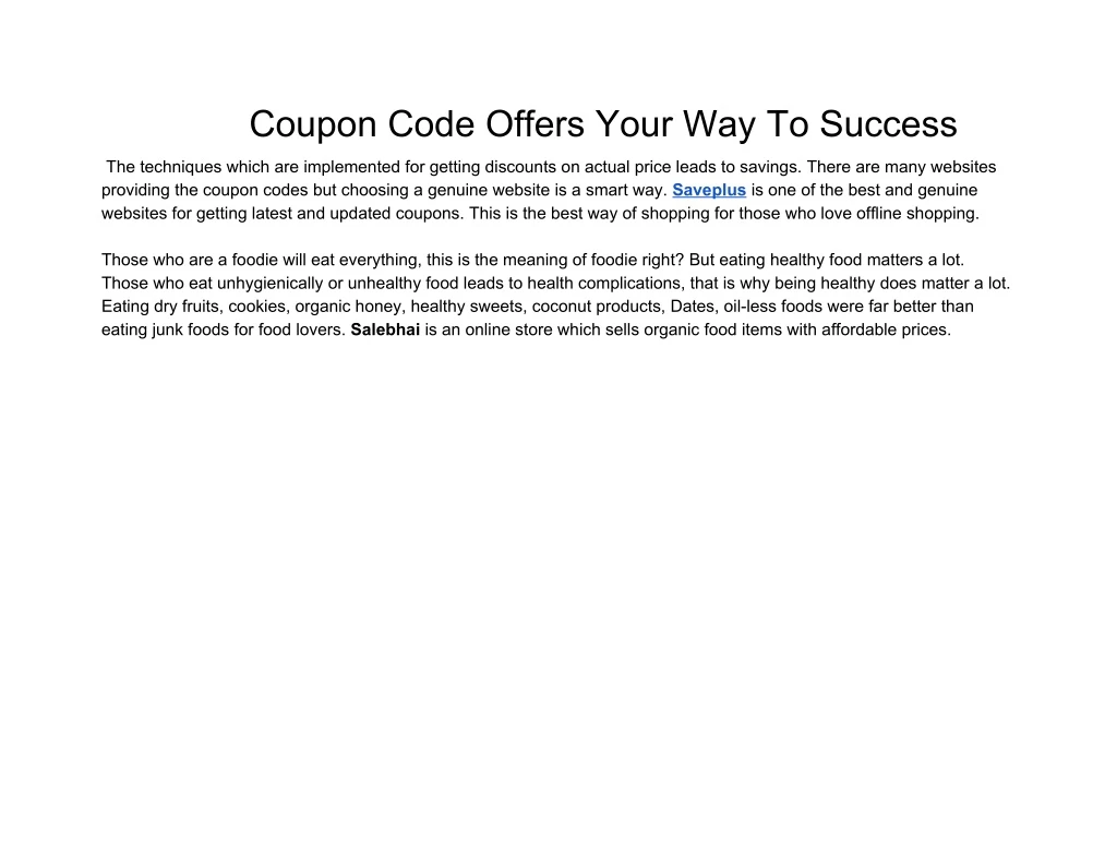coupon code offers your way to success