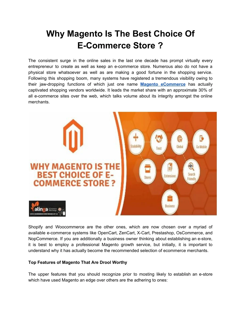 why magento is the best choice of e commerce store