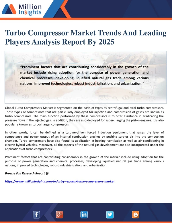 Turbo Compressor Market Trends And Leading Players Analysis Report By 2025