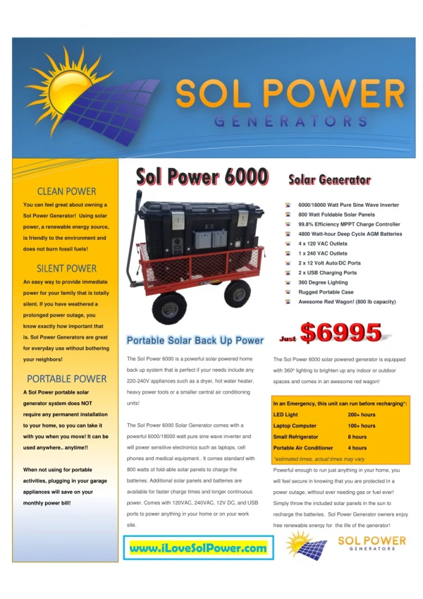 Portable Solar Generator of the Year 2018: Sol Power 6000