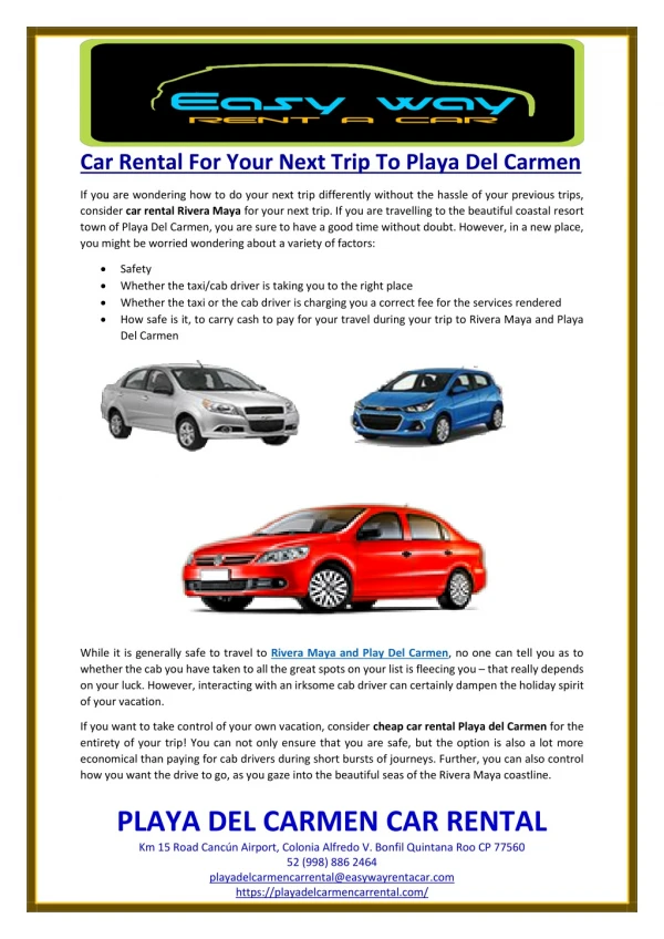 Car Rental For Your Next Trip To Playa Del Carmen