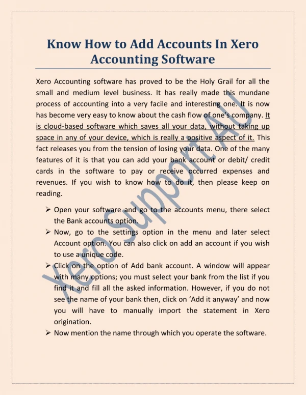 Know How To Add Accounts In Xero Accounting Software