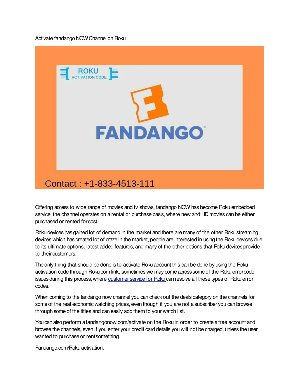 activate fandango now channel on roku