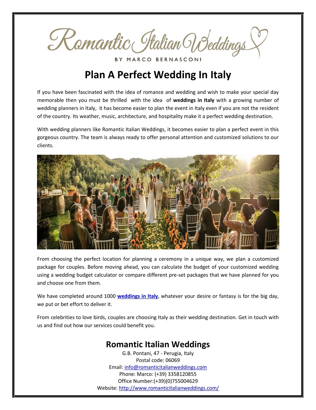 plan a perfect wedding in italy