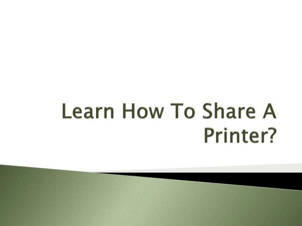 What Are The Steps To Share A Printer?