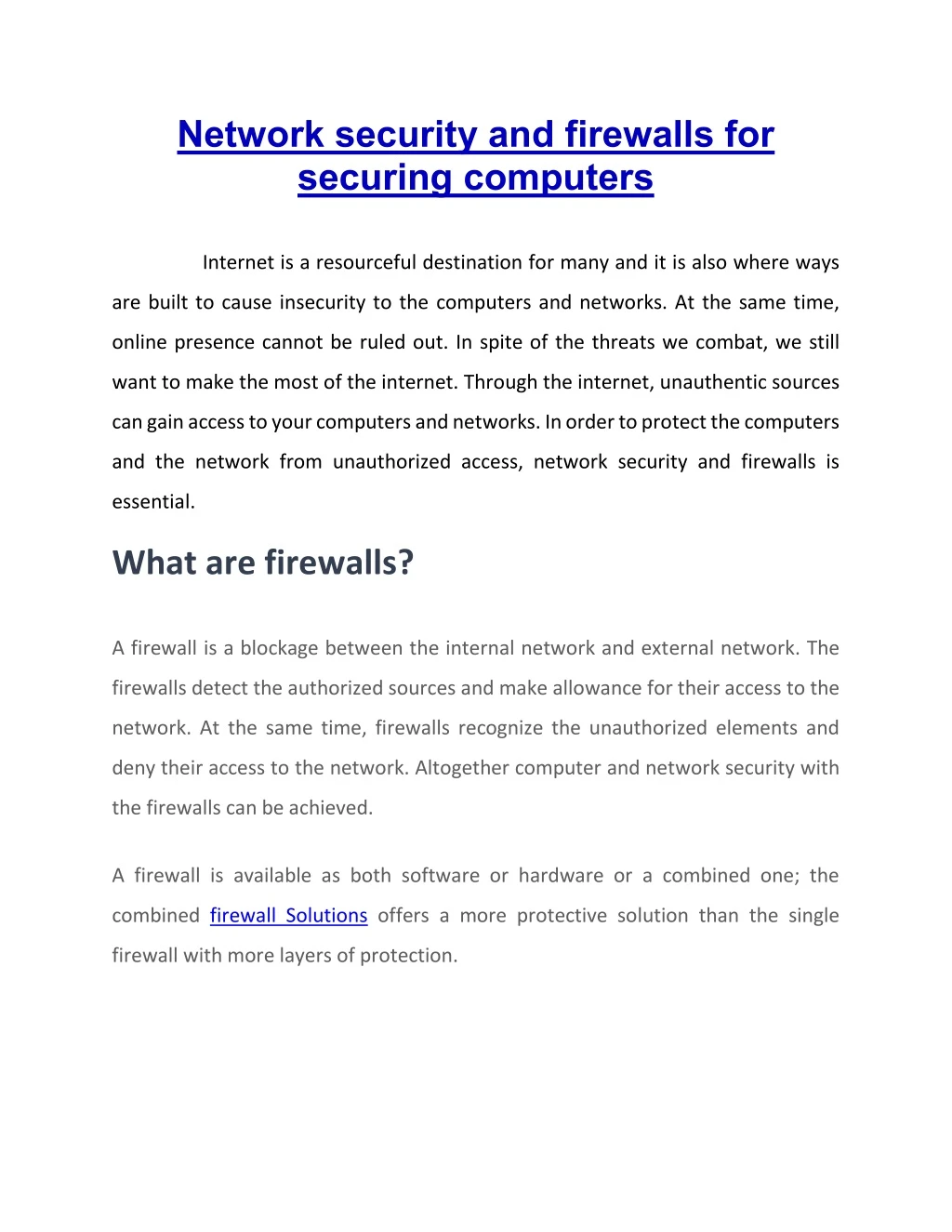 network security and firewalls for securing
