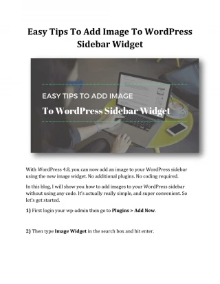 Easy Tips To Add Image To WordPress Sidebar Widget - slide 1