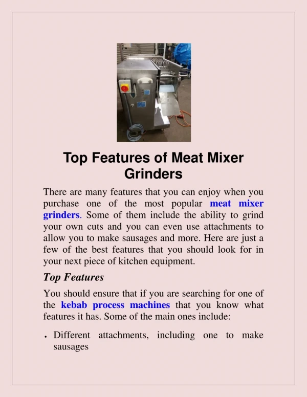 Top Features of Meat Mixer Grinders