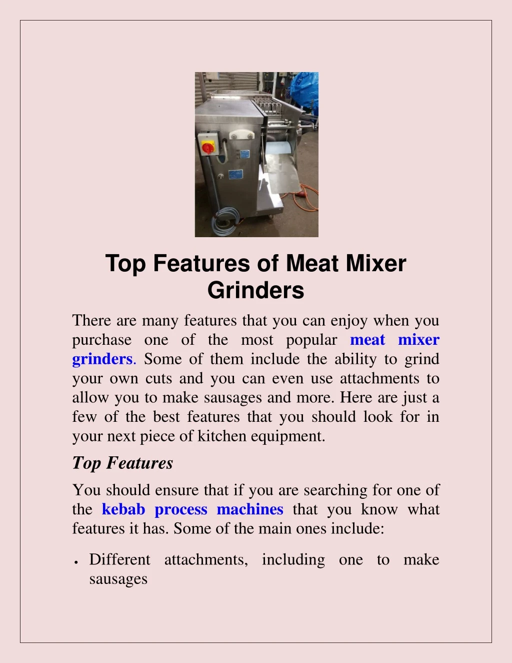 top features of meat mixer grinders there