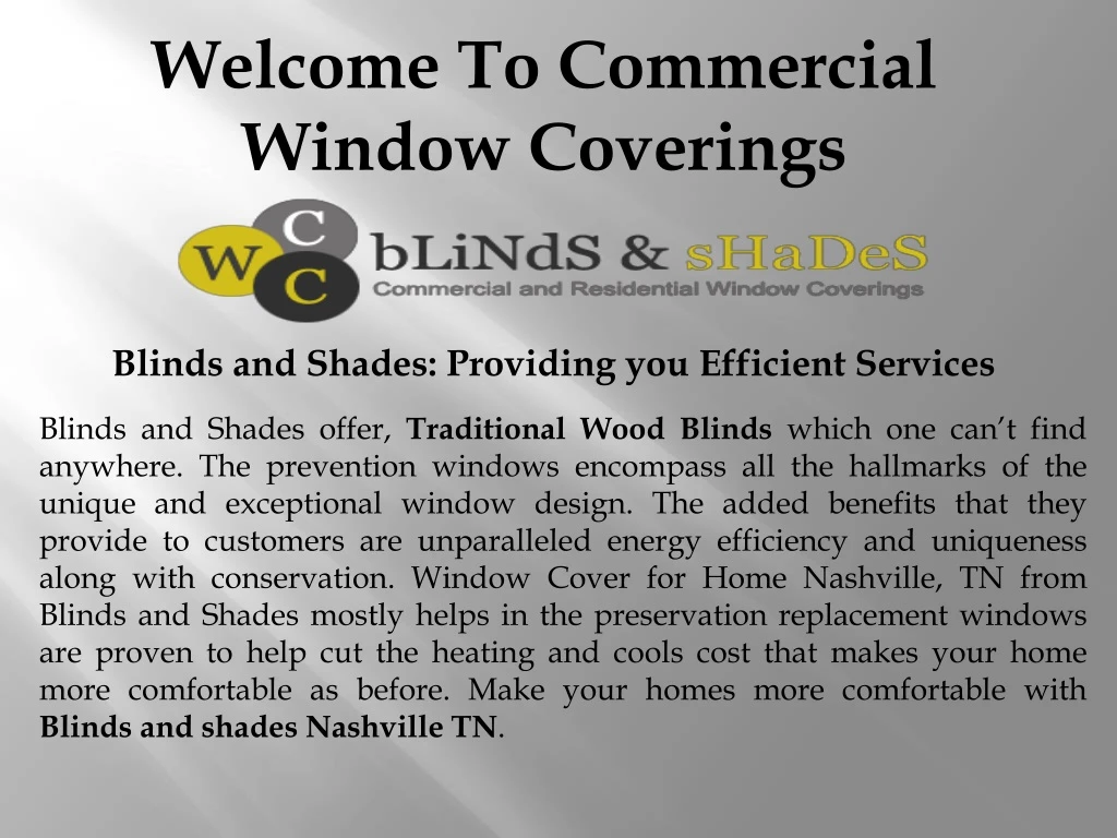 welcome to commercial window coverings