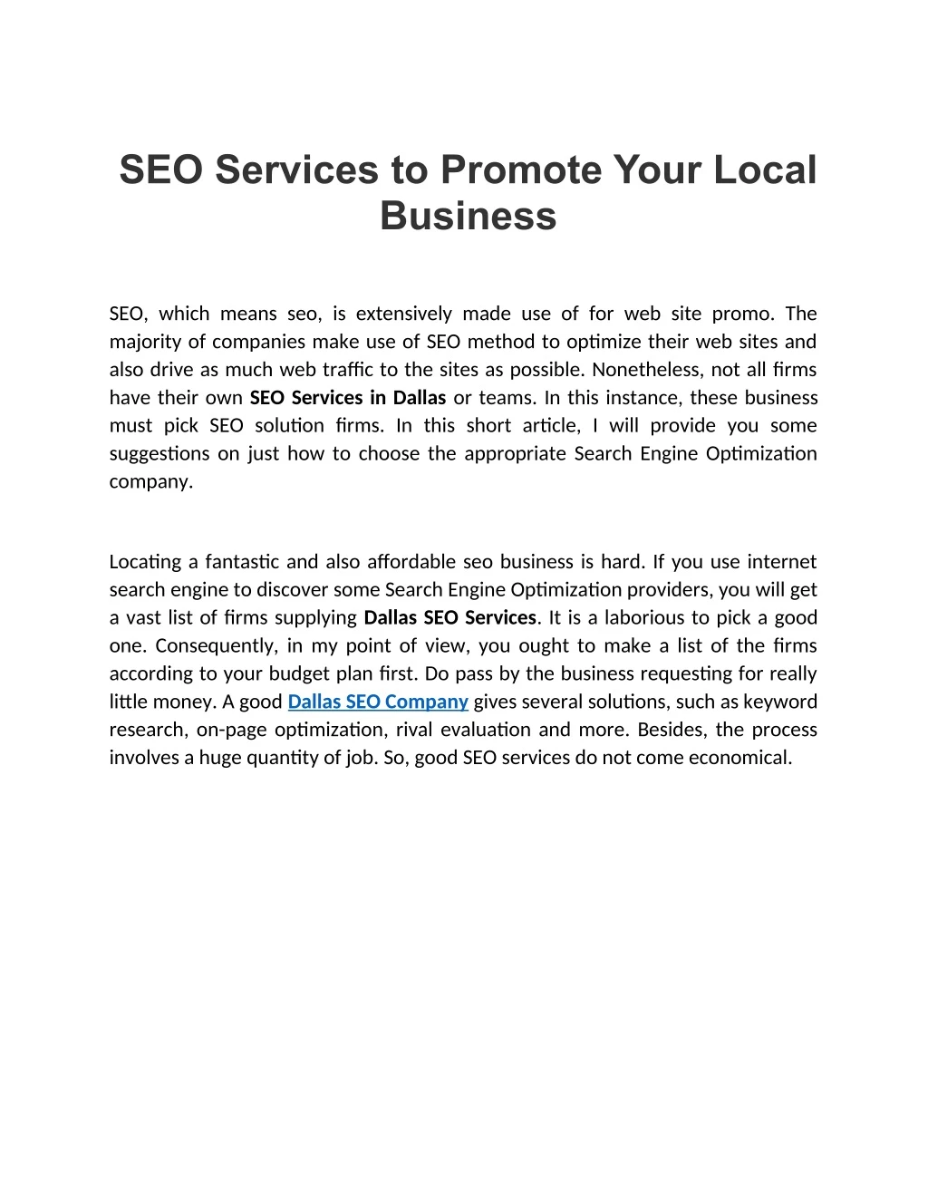 seo services to promote your local business