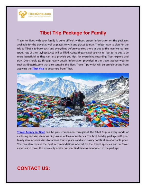 Tibet Trip Package for Family