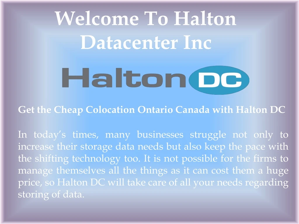 welcome to halton datacenter inc
