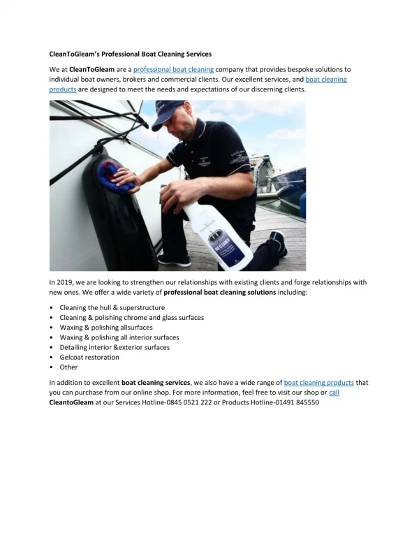 CleanToGleam’s Professional Boat Cleaning Services