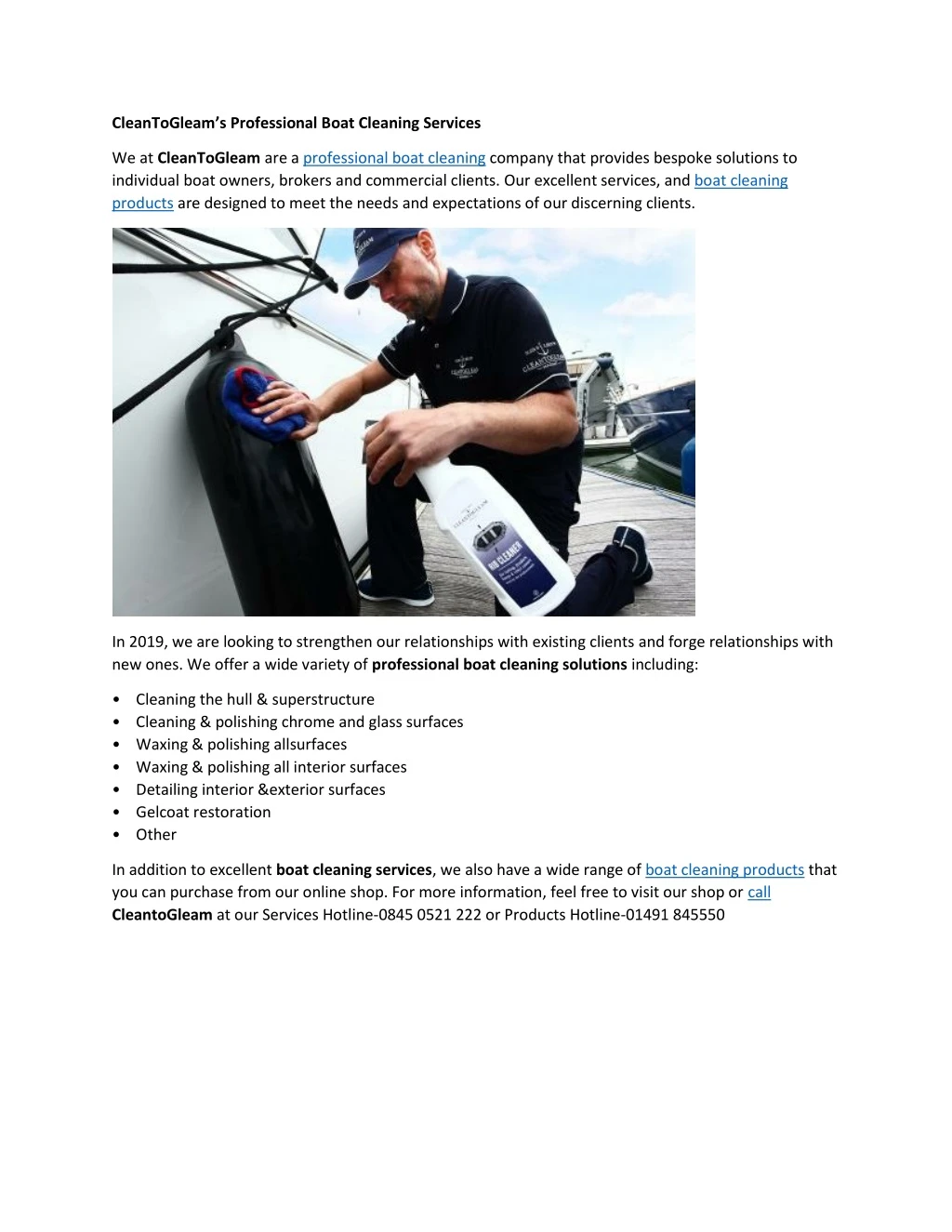 cleantogleam s professional boat cleaning services
