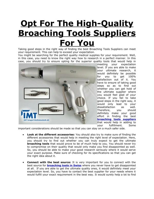 Opt For The High-Quality Broaching Tools Suppliers For You