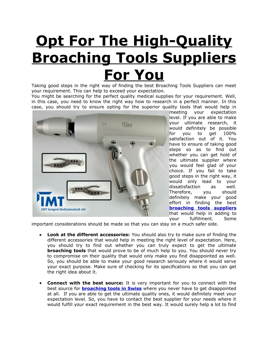 opt for the high quality broaching tools