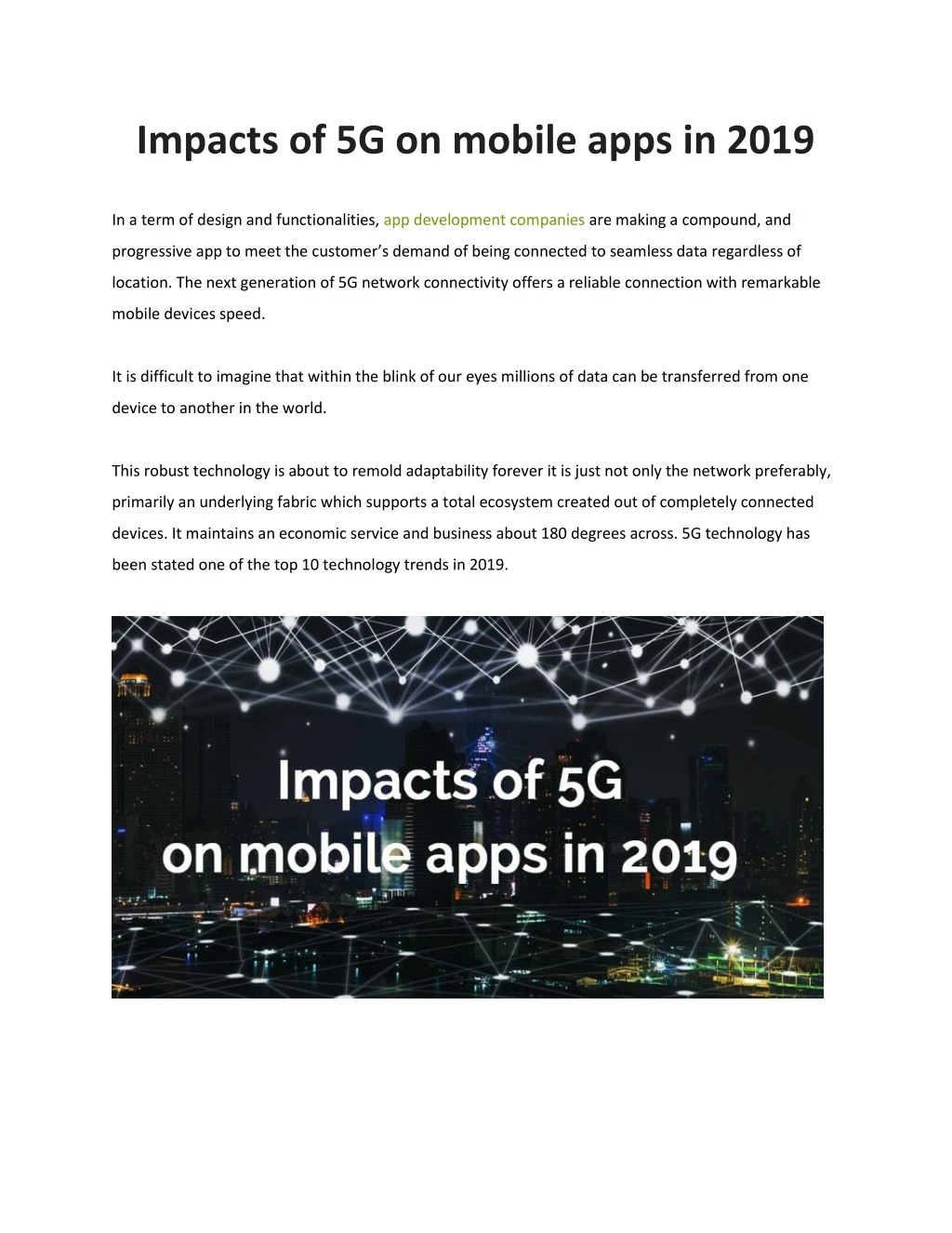 impacts of 5g on mobile apps in 2019
