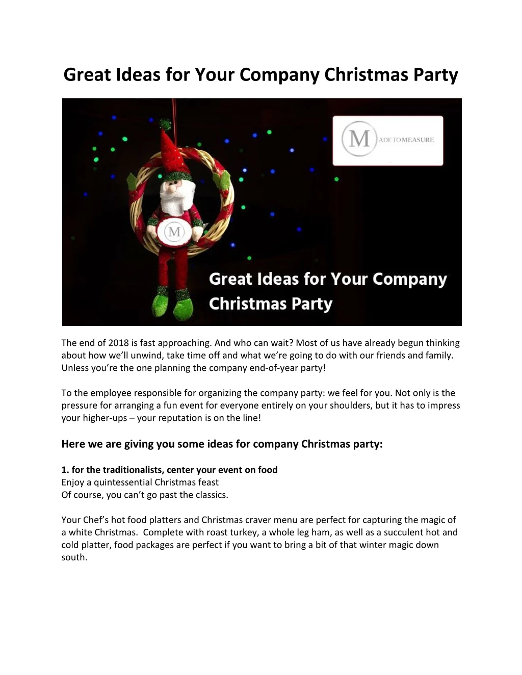 great ideas for your company christmas party