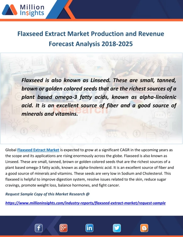 Flaxseed Extract Market Production and Revenue Forecast Analysis 2018-2025