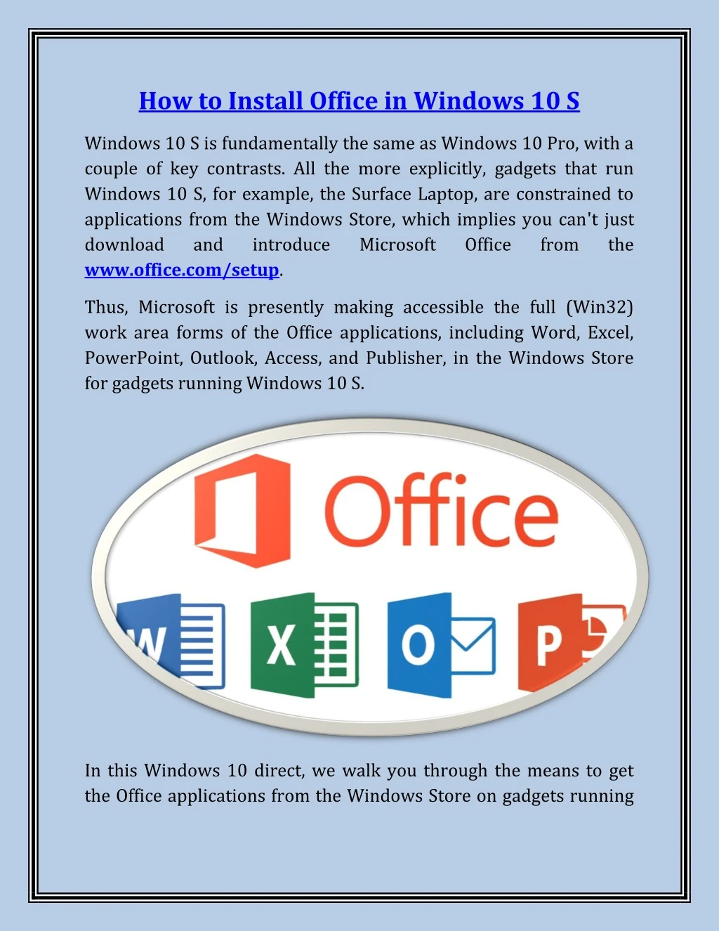 how to install office in windows 10 s