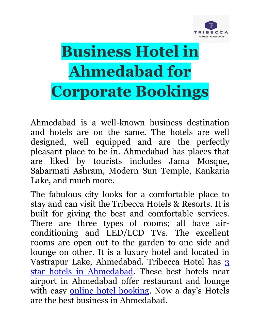 business hotel in ahmedabad for corporate bookings