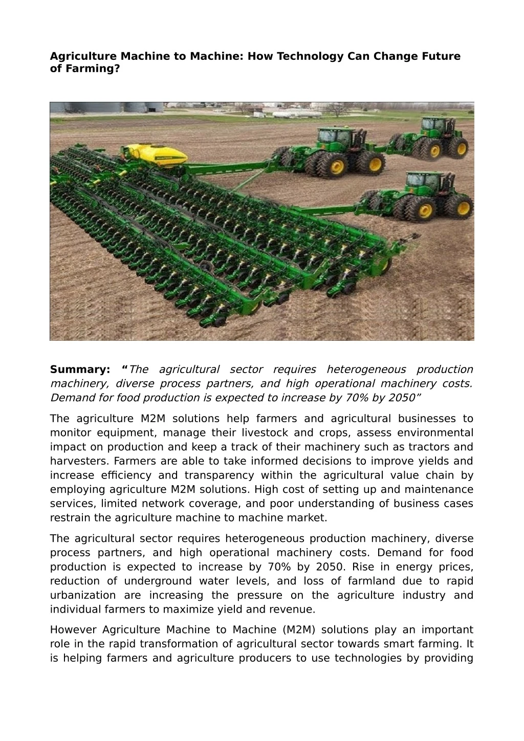 agriculture machine to machine how technology