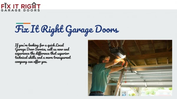 Garage Door Repair | Fix It Right Garage Doors