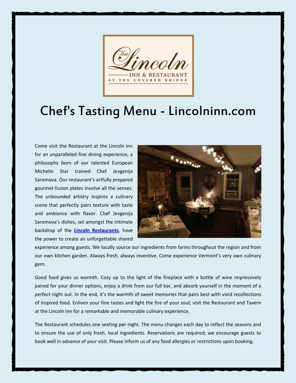 chef s tasting menu lincolninn com