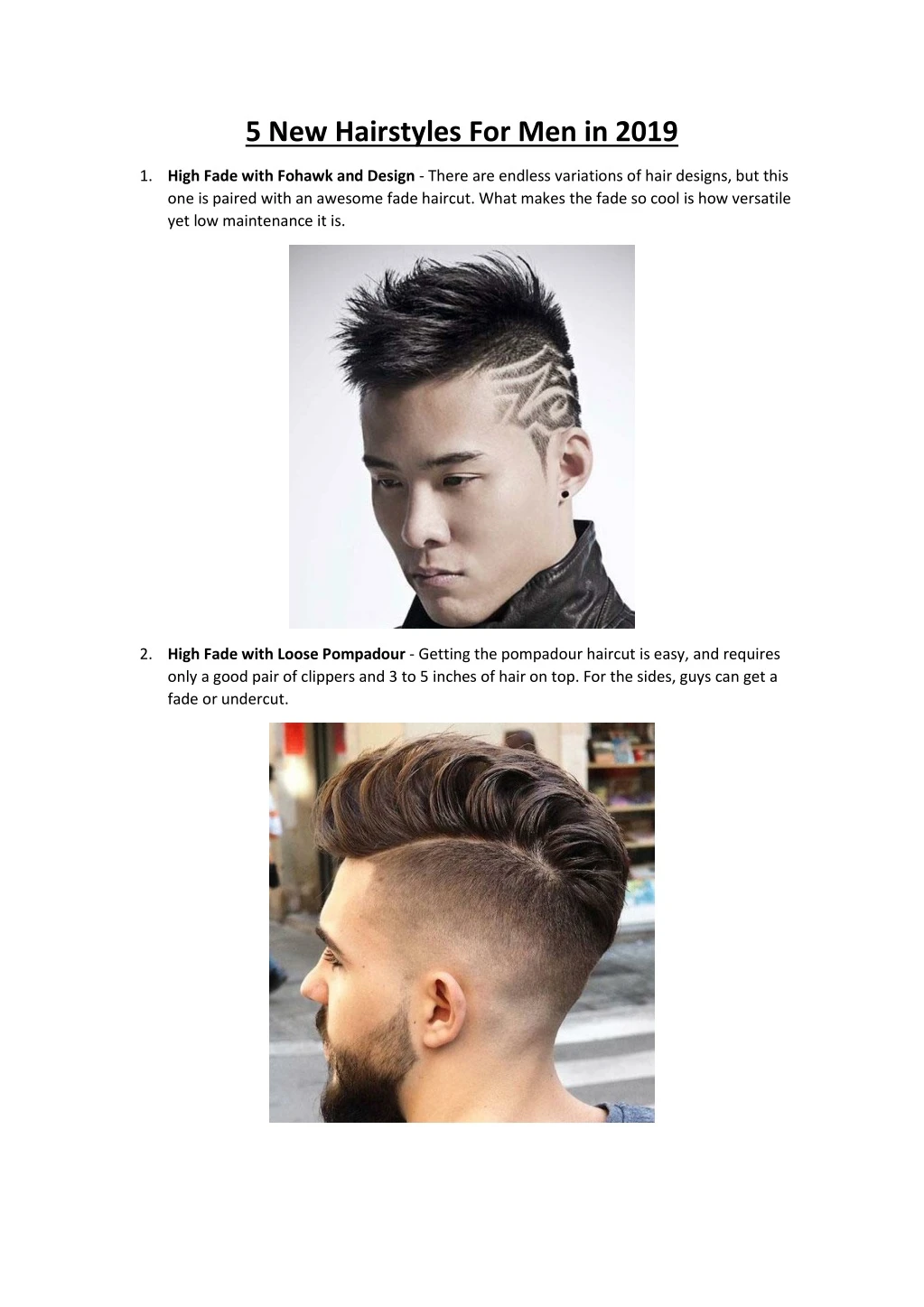 5 new hairstyles for men in 2019