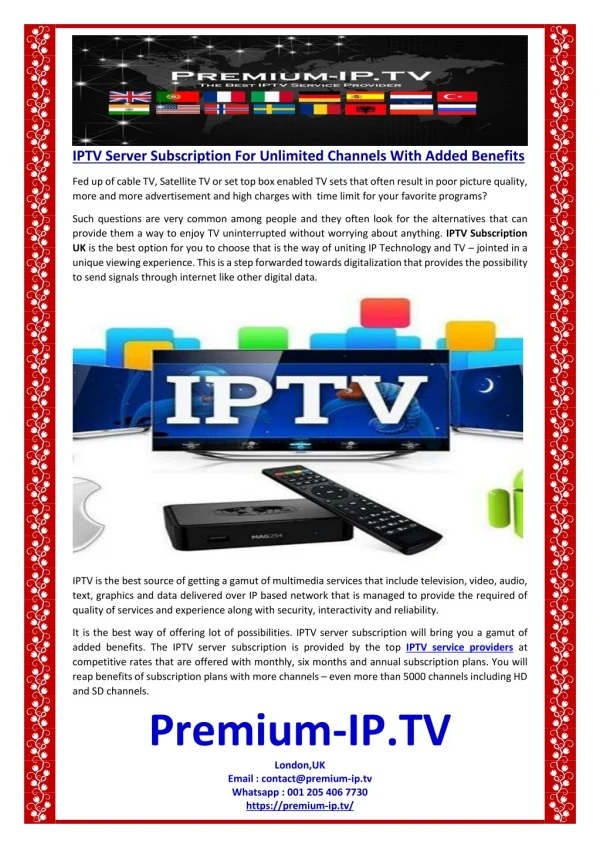 IPTV Server Subscription For Unlimited Channels With Added Benefits