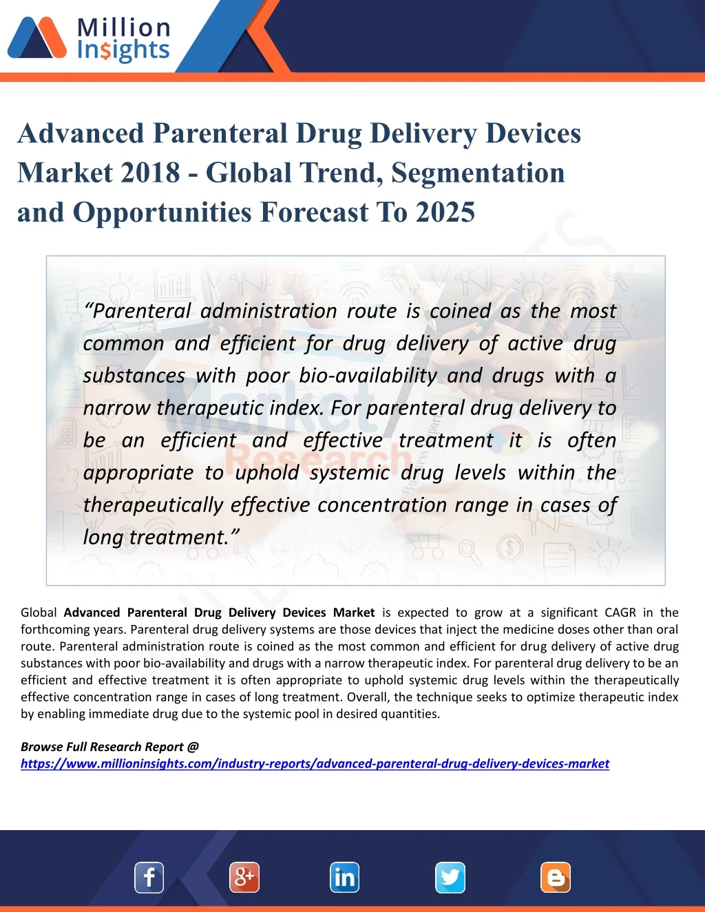 advanced parenteral drug delivery devices market