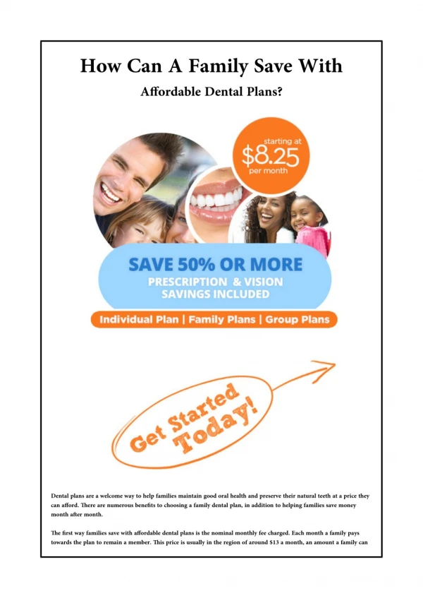 How can a family save with affordable dental plans
