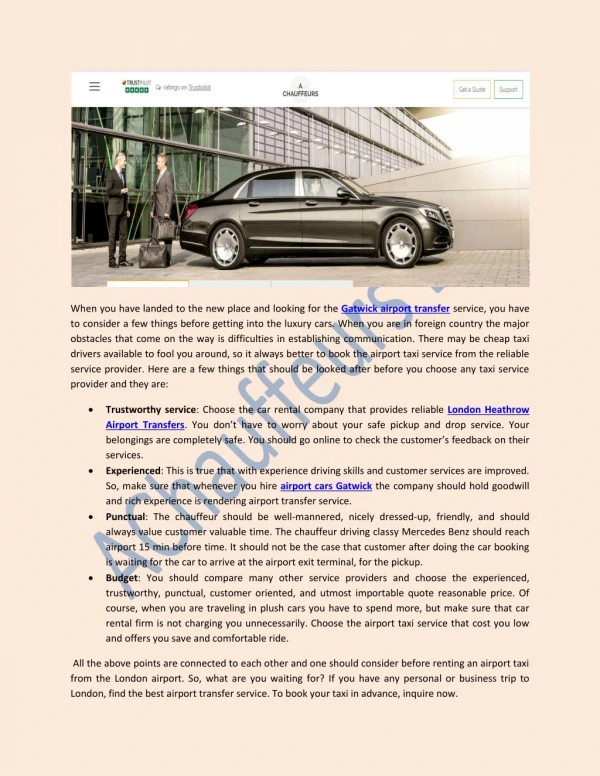 Airport Transfer Service – Things To Be Considered