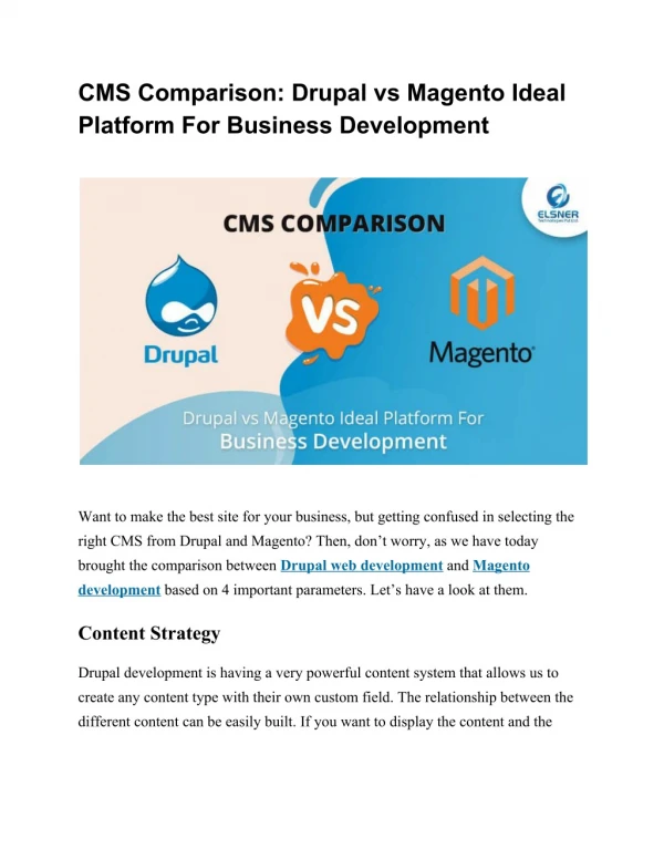 CMS Comparison: Drupal vs Magento Ideal Platform For Business Development