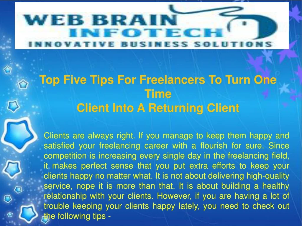 top five tips for freelancers to turn one time