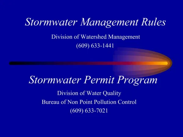 Stormwater Management Rules