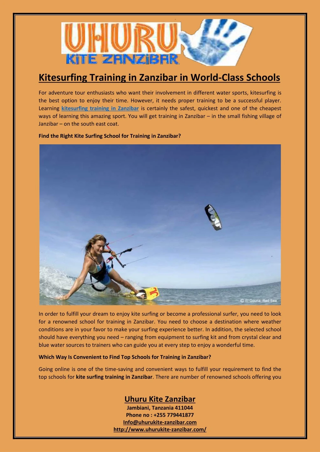 kitesurfing training in zanzibar in world class