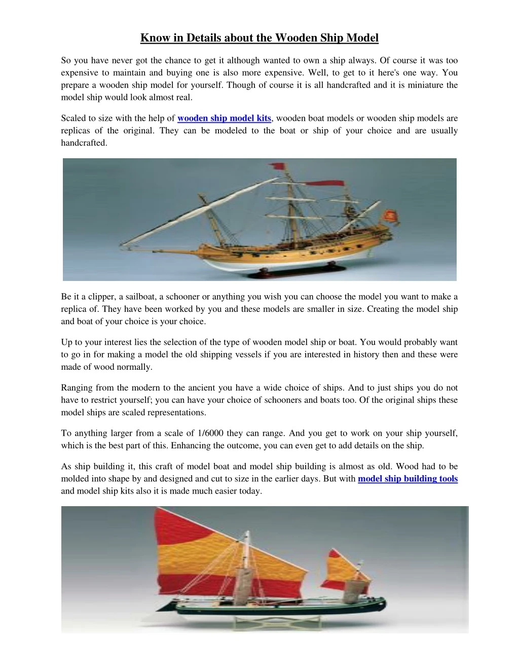know in details about the wooden ship model