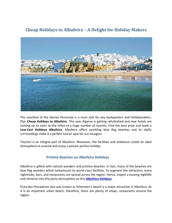 Cheap Holidays to Albufeira | Albufeira Holdidays 2019 | Search A Holiday