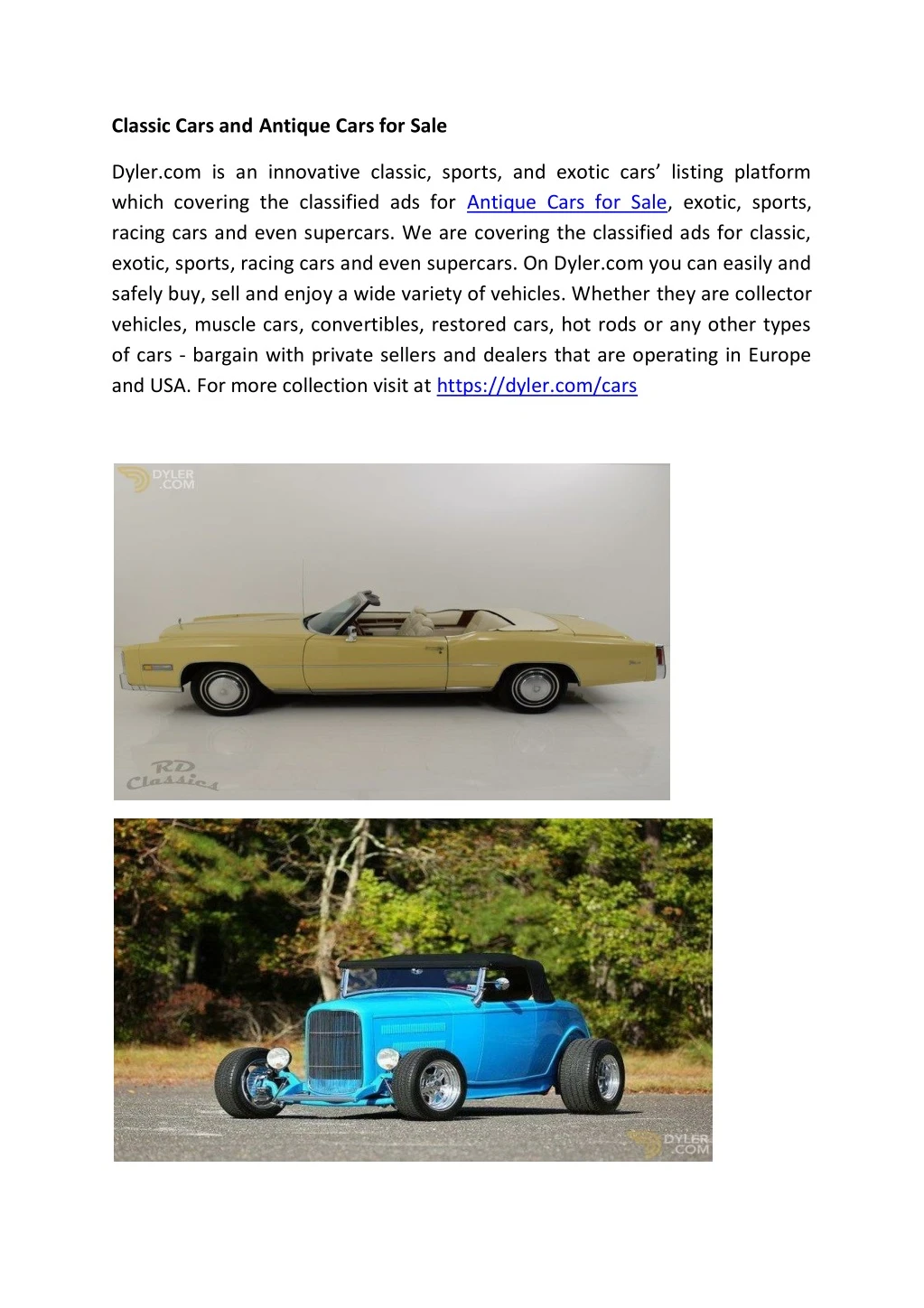 classic cars and antique cars for sale